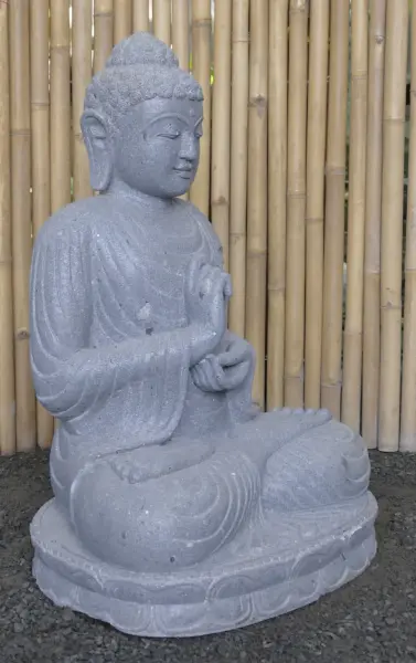 Product image 7 of the product “Seated Buddha, position Dharmachakra, 66 x 51 x 95 cm, riverstone grey ”